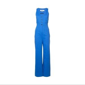 NWT DVF Sleeveless Button-Up Fitted Linen Jumpsuit